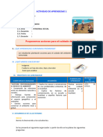 D1 A2 SESION PS. Proponemos Acciones para El Cuidado Del Ambiente.