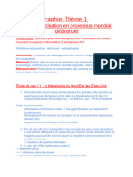 Géographie: Thème 1: La Métropolisation en Processus Mondial Différencié