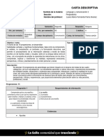 Carta Descriptiva: Nombre de La Materia: Sección: Nombre Del Profesor