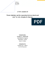 A News Analysis of "Pastor Quiboloy and The Separation Between Church and State" by Atty. Josephus B. Jimenez