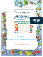 Actividad de Aprendizaje Creamos Adivininzas - 4 Años