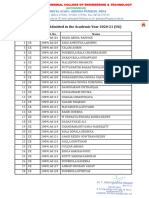 Students Admitted in The Academic Year 2020-21 (UG) : S.No Branch Regd. No. Name