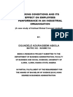 Working Conditions and Its Effect On Employees Performance in An Industrial Ion