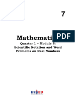 Math 7 - Q1 - WK 8 - Module 8 - Scientific Notation and Word Problems