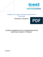 Actividad de Aprendizaje Bloque III "CUADRO COMPARATIVO DE LA ADMINISTRACIÓN DE HOSPITALES PÚBLICO Y PRIVADO"