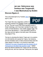 Historic Trojan War - Salmoneus Was Uhha-Ziti, Menelaus Was Targasnalli, Agamemnon Was Mashuiluwa