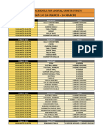 Tentative Schedule For Aavahan 2.o