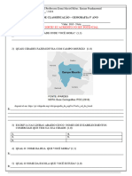 Avaliação de Classificação de Geografia 5 Ano