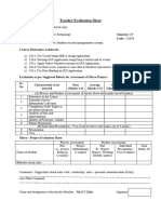 Teacher Evaluation Sheet: Title of The Icro Project Course Outcomes Achieved