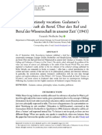 An Untimely Vocation: Gadamer's Wissenschaft Als Beruf. Über Den Ruf Und Beruf Der Wissenschaft in Unserer Zeit' (1943)