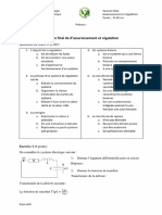 Examen Corrigé Asservissement Et Régulation