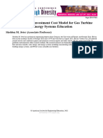 A Concise Capital Investment Cost Model For Gas Turbine Systems Useful in Energy Systems Education