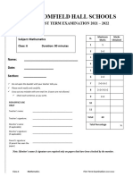 1st Term Class 6 Math Paper