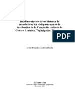 Implem. Sistema de Trazabilidad de Incubación de La Compañía Avícola de Centro América, Tegucigalpa, Honduras