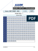 Allen Neet-Ug Sample Paper Solutions Target 2024
