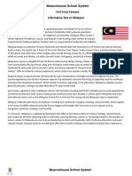 Informative Text Resource Sheet On Malaysia