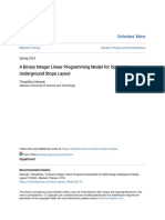 A Binary Integer Linear Programming Model For Optimizing Undergro