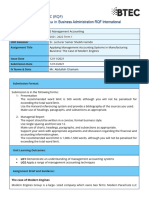 Unit 5 Management Accounting Assignment 1 (LO1 - LO2)