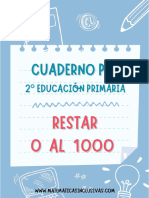 Cuaderno Restar Del 0 Al 1000 - 2 Curso Educacion Primaria