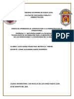 Evidencia 1.1. Reflexión Sobre La Utilización de Las Tecnologías de Información para La Medición Del Desempeño en Las Operaciones y La Estrategia de La Organización