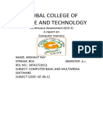 Global College of Science and Technology: Continuous Assessment:2 (CA 2) A Report On Computer Memory