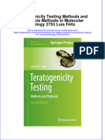 Full Chapter Teratogenicity Testing Methods and Protocols Methods in Molecular Biology 2753 Luis Felix PDF