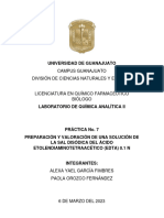 Práctica 7. Preparación y Valoración de Una Solución de La Sal Disódica Del Ácido Etolendiaminotettraacético (EDTA) 0.1 N