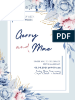 Blue White Watercolor Floral Wedding Invitation