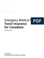 Manulife Costco Emergency Medical Policy Travel Insurance Canadians Policy en