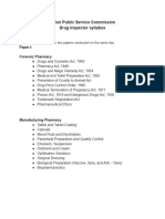 UPSC Drug Inspector Syllabus