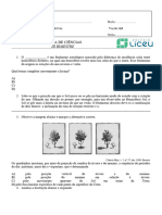 Avaliação de Ciencias 6 Ano III Bimestre 2023