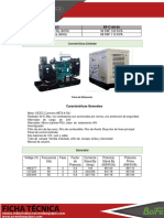 Potencia Stand by (60Hz) 96 KW/ 120 KVA Potencia Prime (60Hz) 88 KW/ 110 KVA