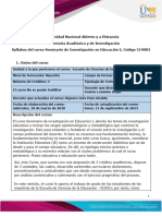 Syllabus Del Curso Seminario de Investigacion en Educacion I