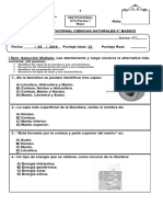 Prueba Institucional 2 6° Ciencias Naturales Forma 1