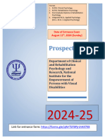 NIEPVD Clinical and Rehabilitation Psychology Programs Prospactus Cum Application Form 2024-25