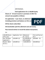 Issue of Shares With Premium