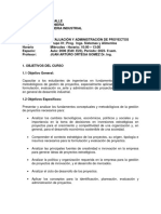 Programa 2023-2 y Diseño Pedagógico Del Curso Evaluación y Administración de Proyectos