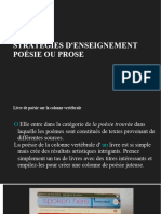 Stratégies D'enseignement de La Poésie Ou de La Prose