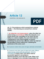 Article 12: Exempting Circumstances