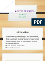 Objectives of Firms: Divya Kishore 22 July 2020