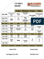 TENTATIVE SCHEDULE OF GRADE 4 Ok