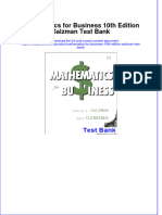 Full Download Mathematics For Business 10th Edition Salzman Test Bank All Chapter 2024 PDF