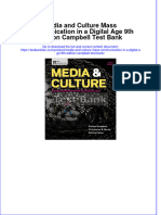 (Download PDF) Media and Culture Mass Communication in A Digital Age 9th Edition Campbell Test Bank Full Chapter