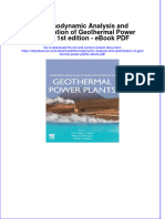 Full Download PDF of Thermodynamic Analysis and Optimization of Geothermal Power Plants 1st Edition - Ebook PDF All Chapter