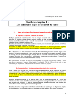 Synthèse Chap 1 Les Différents Types de Contrat de Vente