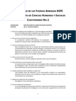 U F A Espe D C H S C N .1: Niversidad de Las Uerzas Rmadas Epartamento de Iencias Umanas Y Ociales Uestionario O