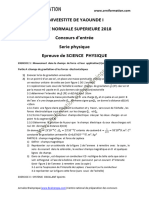 Orniformation Ens Yaounde Bac Physique Physique 2018