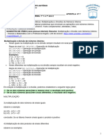 Caderno 7 - 7 Ano Multiplicação Números Inteiros