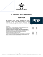 Certifica: El Centro de Gestion Industrial