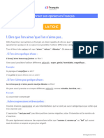 Exprimer Son Opinion en Français: 1. Dire Que L'on Aime/que L'on N'aime Pas..